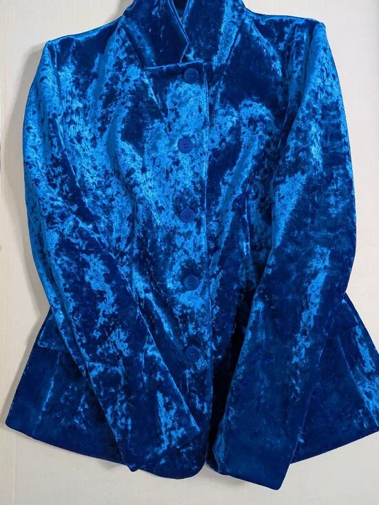 H&M Studio Bright Blue Velvet Blazer - Picture 11 of 16